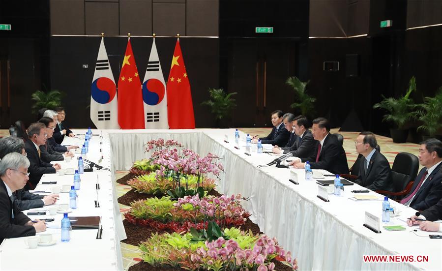 PAPUA NEW GUINEA-CHINA-XI JINPING-MOON JAE-IN-MEETING