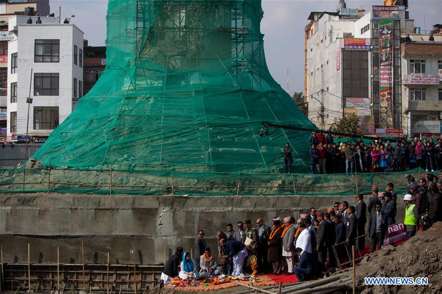 NEPAL-KATHMANDU-TOWER DHARAHARA-REBUILDING