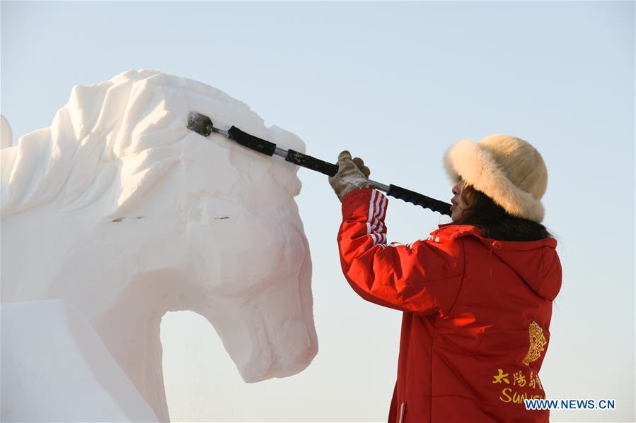 CHINA-HARBIN-COLLEGE STUDENTS-SNOW SCULPTURE COMPETITION (CN)