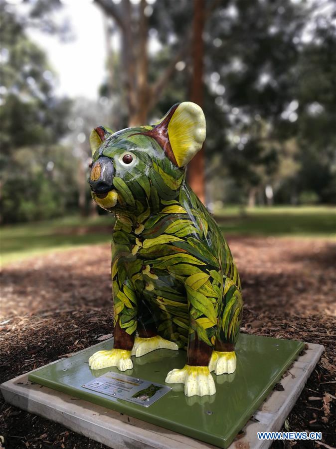 AUSTRALIA-CANBERRA-NATIONAL BOTANIC GARDENS-KOALA STATUE