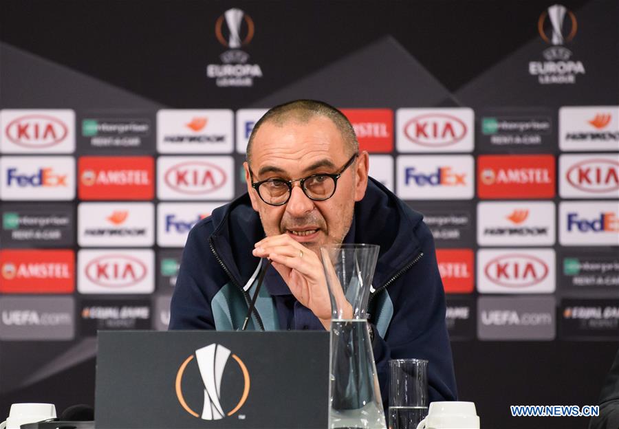 (SP)GERMANY-FRANKFURT-SOCCER-EUROPA LEAGUE-FRANKFURT VS CHELSEA-PRESS CONFERENCE