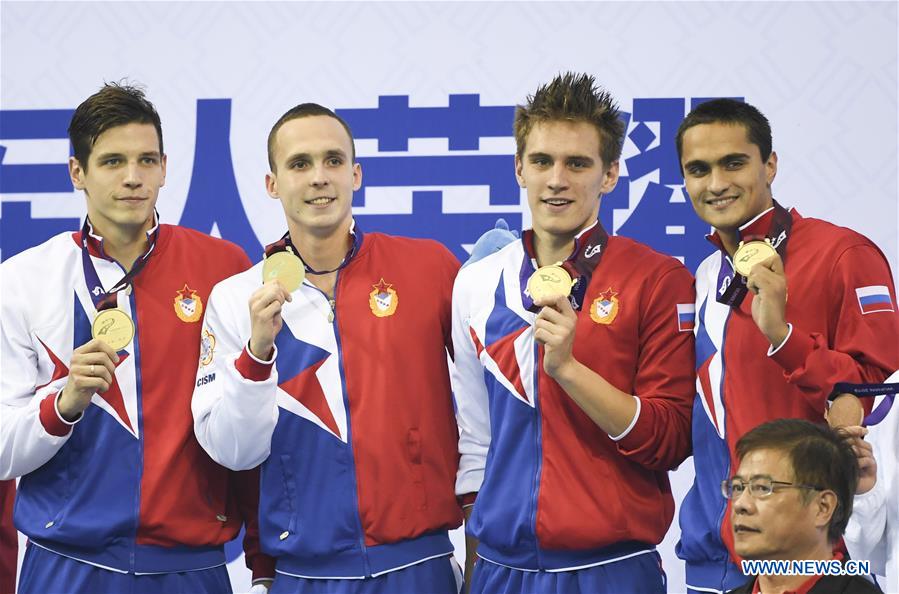 (SP)CHINA-WUHAN-7TH MILITARY WORLD GAMES-SWIMMING-MEN 4×100M MEDLEY RELAY