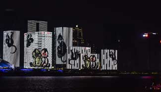 Light show seen by Qiantang River in Hangzhou